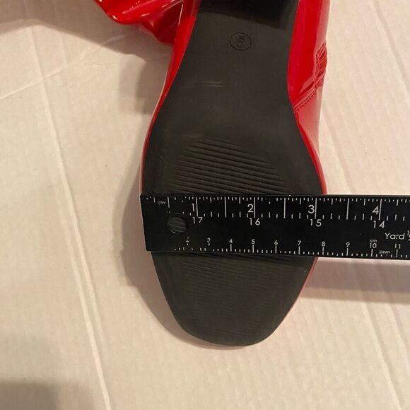 DREAM PAIRS Women’s Square Tor Chunky Knee High Red Boots Side Zip Size 9 - Picture 5 of 9